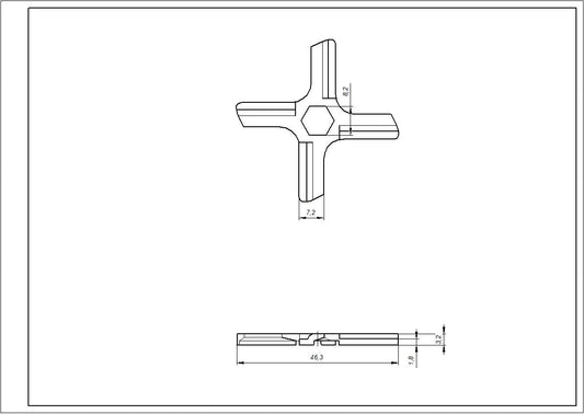 Meat Grinder Cross Knife Moulinex MS-4775250 D=46mm s=3mm Hole: Hexagonal, Flat
