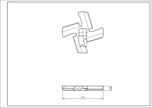 Meat Grinder Cross Knife OR-MG02-26 D=47mm s=5mm Hole=8.6x8.6mm