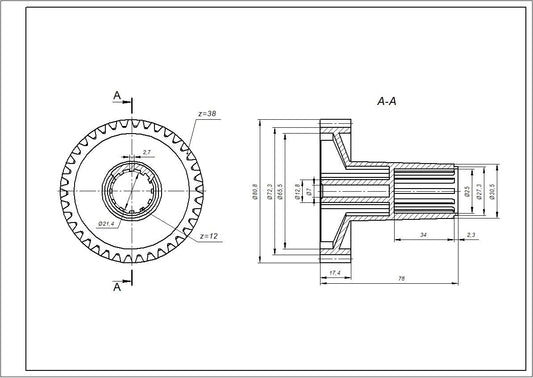 Zelmer \ Bosch Meat Grinder Gear 00793638 (187.0005)