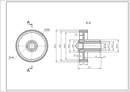 Universal Meat Grinder Small Gear D=17.5/45mm, H=23.5/12(33.4)mm