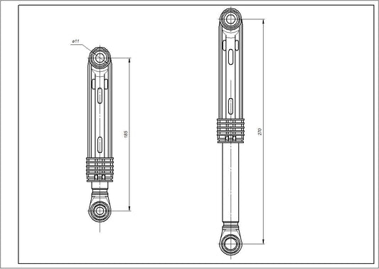 Drum Shock Absorbers for Washing Machine Compatible with Samsung DC66-00421A AKS 80N L=185-270mm D hole=11mm