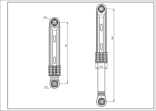 Drum Shock Absorber for Washing Machine Compatible with Samsung DC66-00343E AKS 40N L=165-250mm D hole=10mm