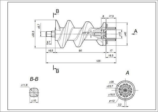 Zelmer Meat Grinder Auger NR8 86.3130 (For 1-Sided Knife) 12000133