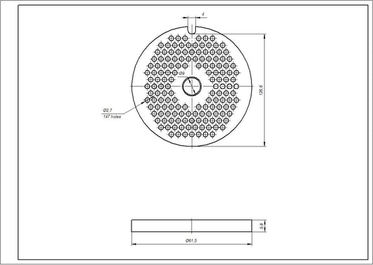 Zelmer \ Bosch Meat Grinder Perforated Disc NR8 86.3160 00755473 (ZMMA128X)