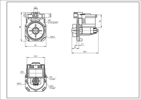 Pump (Drain Pump) for Washing Machine Compatible with Indesit C00266228 Askoll 40 W М325 (paired front contacts, with 3 latches)