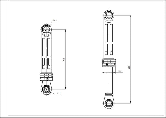 Drum Shock Absorbers for Washing Machine Compatible with Samsung AKS DC66-00531A 70N L=145-220mm D hole=10/13mm