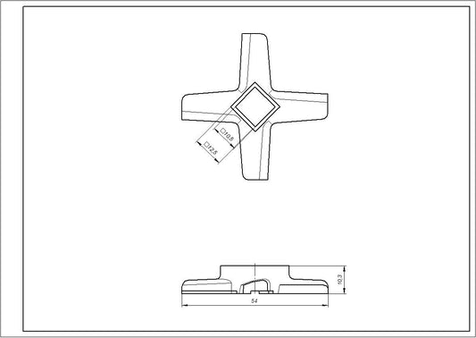 Meat Grinder Cross Knife Kenwood KW714431 D=54mm s=10.5mm Hole=10.5x10.5mm