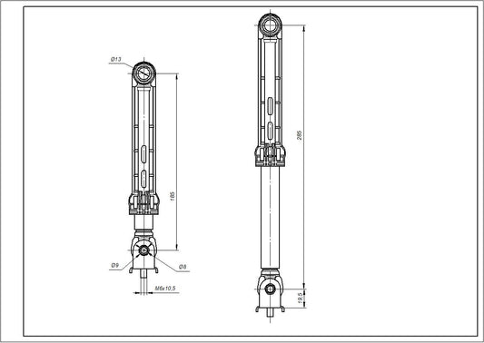 Drum Shock Absorber for Washing Machine Compatible with Indesit C00303587 CIMA (2шт.) 120N L=185-285mm D hole=13/8mm