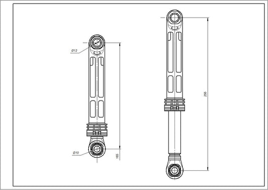 Drum Shock Absorbers for Washing Machine Compatible with Samsung AKS DC66-00531C 80N L=165-255mm D hole=10/12mm