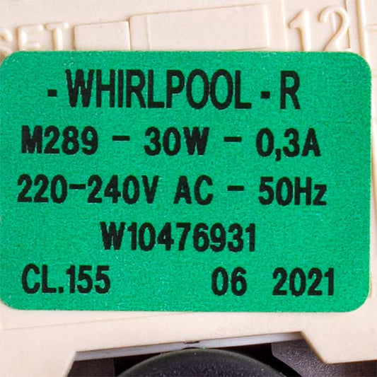 Pump (Drain Pump) for Washing Machine Compatible with Whirlpool 481010584942 ROHS (assembled) 30 W B25-6A (paired front contacts)