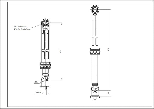 Drum Shock Absorber for Washing Machine Compatible with Atlant 908092002860 CIMA 120N L=180-275mm D hole=11mm