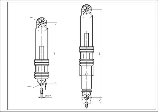 Drum Shock Absorbers for Washing Machine Compatible with Indesit C00303582 CIMA (2 pcs.) 80N L=185-260mm D hole=8mm
