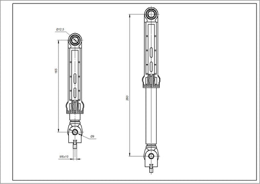 Drum Shock Absorbers for Washing Machine Indesit C00309597 (with mounting bracket) (2 pcs.) 100N L=170-260mm D hole=13mm