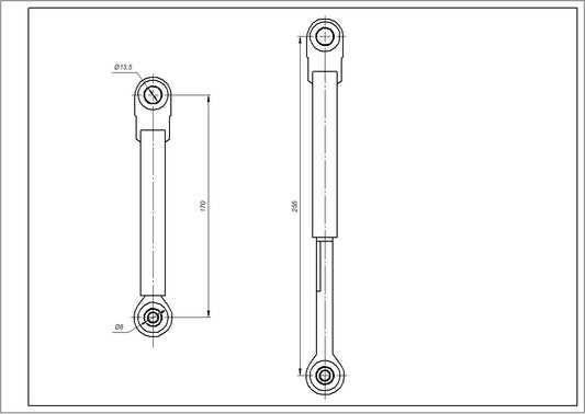 Drum Shock Absorbers for Washing Machine Compatible with Bosch 00673541 with dowel (2 шт.) L=170-250mm D hole=8/14mm
