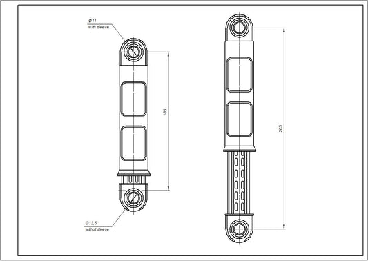 Drum Shock Absorber for Washing Machine Compatible with Electrolux 1322553015 80N L=185-265mm D hole=11mm