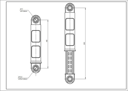 Drum Shock Absorbers for Washing Machine Compatible with PATENT Electrolux 1322553510 60N L=165-240mm D hole=11mm