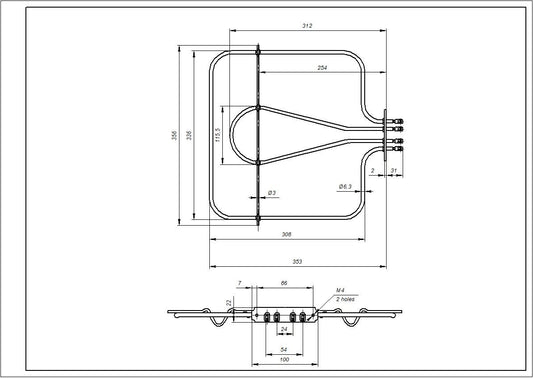 Candy Lower Oven Element 41020672 1050W + 450W