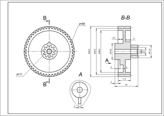 Meat Grinder Middle Gear Compatible with Moulinex MS-5564244