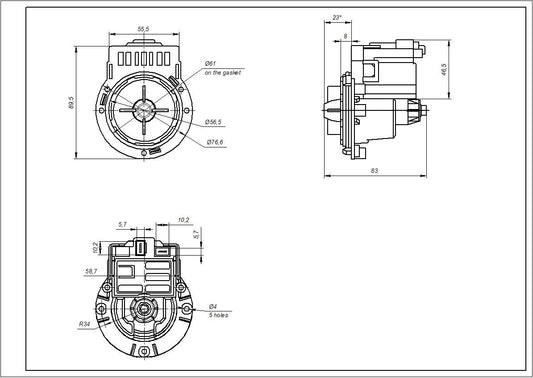 Pump (Drain Pump) for Washing Machine RC0480/T2124 Mod.M332 Askoll 30 W (aluminum winding, separate rear contacts)