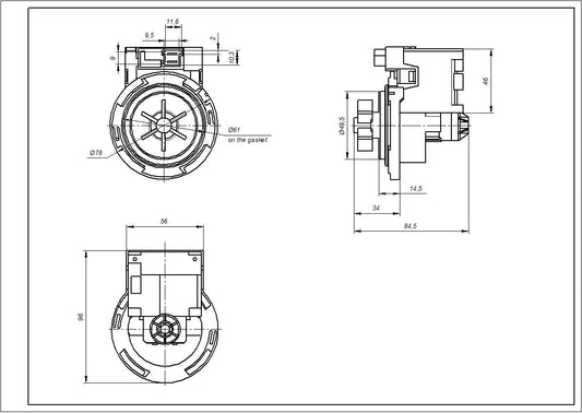 Pump (Drain Pump) for Washing Machine 786729 Copreci 30 W KEBS111/093 (paired front contacts, counterclockwise)