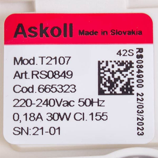 Pump (Drain Pump) for Washing Machine Compatible with Gorenje 665323 Askoll 25 Вт T2107 AL (paired contacts micro (non-standard))