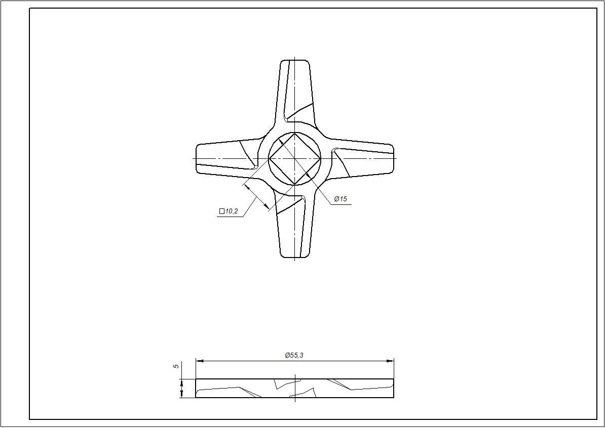 Meat Grinder Cross Knife Compatible with Zelmer ZMMA028X (A863109.00) 10003883 D=55.5mm s=5mm Hole=10x10mm NR8 (double-sided)