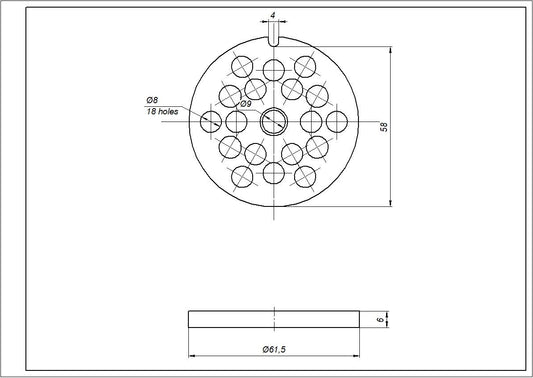 Meat Grinder Strainer 8mm NR8 Compatible with Zelmer \ Bosch 00755475