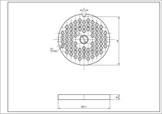 Grid 4 mm NR8 (with groove) 10003880 Compatible with Zelmer \ Bosch meat grinder