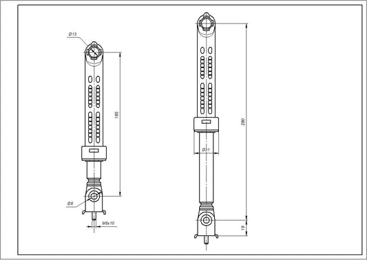 Drum Shock Absorber for Washing Machine Compatible with Indesit C00055039 SUSPA 120N L=185-280mm D hole=13mm