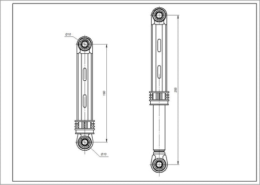 Drum Shock Absorbers for Washing Machine Compatible with Samsung ANSA DC66-00421A 80N L=160-255mm D hole=10mm