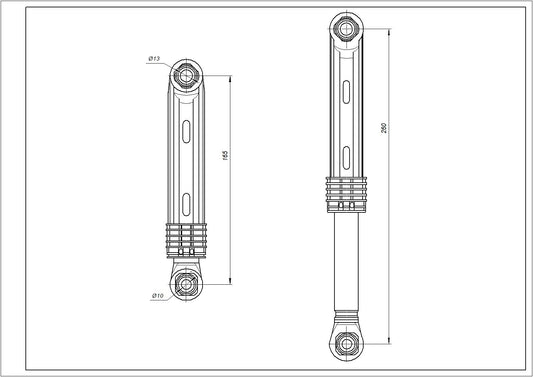 Drum Shock Absorber for Washing Machine Compatible with Samsung DC66-00343D AKS 80N L=165-260mm D hole=10/13mm