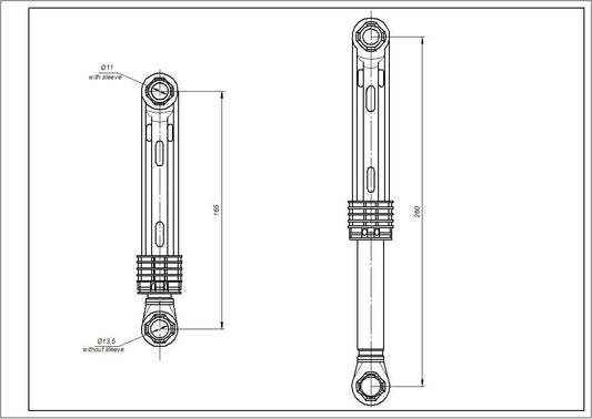 Drum Shock Absorber for Washing Machine Compatible with LG 4901ER2003B AKS 80N L=165-260mm D hole=11mm
