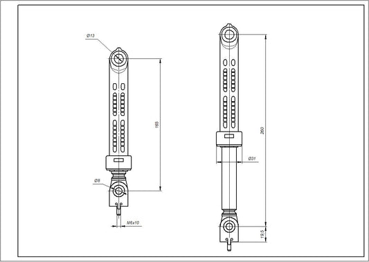 Drum Shock Absorbers for Washing Machine Compatible with Indesit C00140744 SUSPA 100N L=165-250mm D hole=13mm