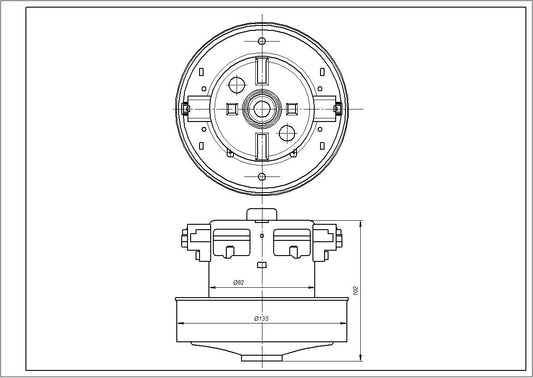 Universal Vacuum Cleaner Motor VCM-HD-1800W VCM-K50HU D=135/82mm H=37/102mm 1800W (with protrusion)