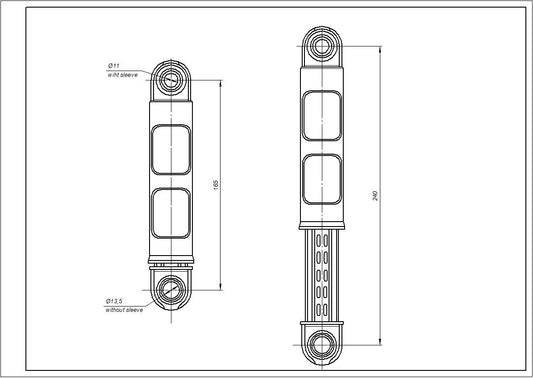 Drum Shock Absorbers for Washing Machine Electrolux 8581322553513 60N L=165-240mm D hole=11mm