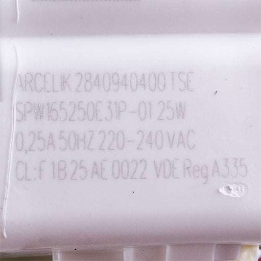 Pump (Drain Pump) for Washing Machine Compatible with Beko 2840940400 Arcelik (assembled) 25 W VDE-A335 (paired front contacts)