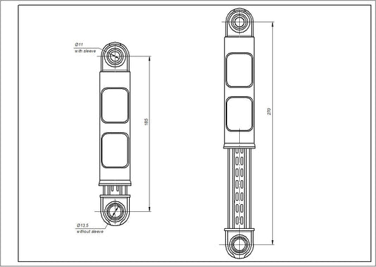 Drum Shock Absorbers (without mounting bracket) for Washing Machine Candy 41017168 120N L=185-270mm D hole=11mm