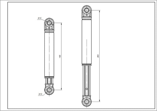 Drum Shock Absorber for Washing Machine Compatible with Ardo 50015400 Ansa 250N L=195-265mm D hole=10mm