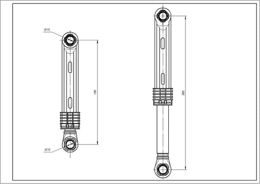 Drum Shock Absorbers for Washing Machine Compatible with Samsung AKS DC66-00343C 60N L=160-265mm D hole=10mm