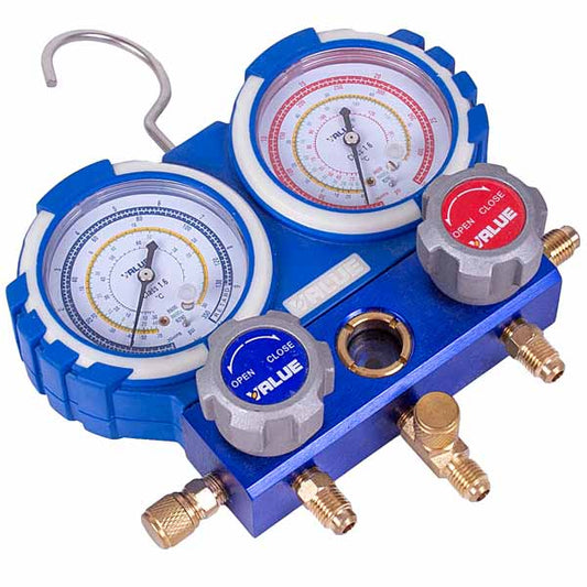 Manometric manifold 2-valves VALUE VMG -2 R600-B + hoses (3pcs)