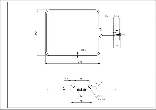 Lower Heating Element 1100W for Oven Compatible with Beko 562900004