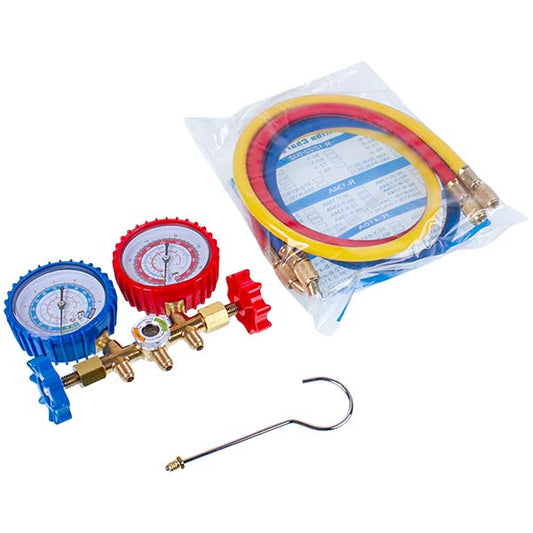 Manometric manifold 2-valves XM-R536G R-134 (R-22 R-404 R-12) + hoses 3pcs