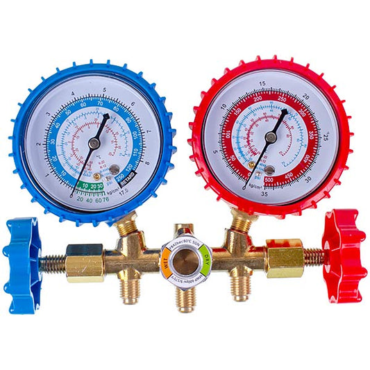 Manometric manifold 2-valves XM-R536G R-134 (R-22 R-404 R-12) + hoses 3pcs