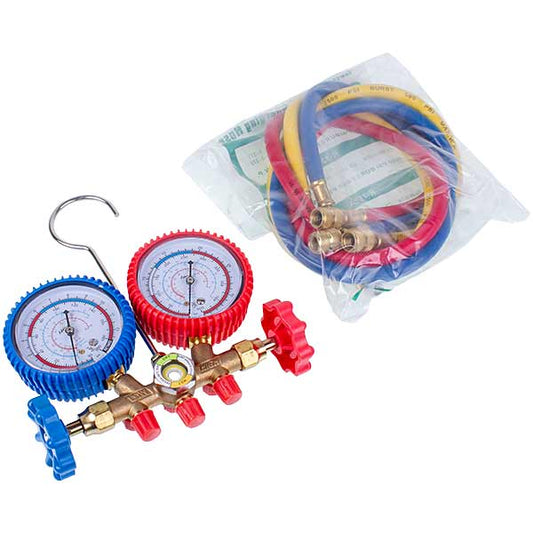 Manometric manifold 2-valves XM-R536G R-22 (R-12 R-502) + hoses 3pcs