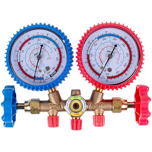 Manometric manifold 2-valves XM-R536G R-22 (R-12 R-502) + hoses 3pcs