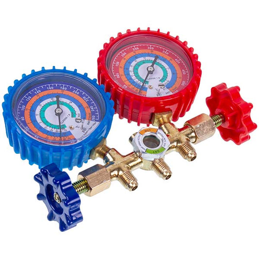 Manometric manifold 2-valves XM-R560G R-22 (R-12 R-502) + hoses 3pcs