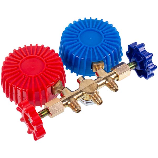 Manometric manifold 2-valves XM-R572G R-410 (R-22 R-134 R-404) + hoses 3 pcs.x1800mm