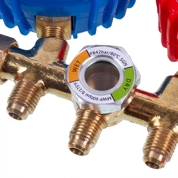 Manometric manifold 2-valves XM-R572G R-410 (R-22 R-134 R-404) + hoses 3 pcs.x1800mm