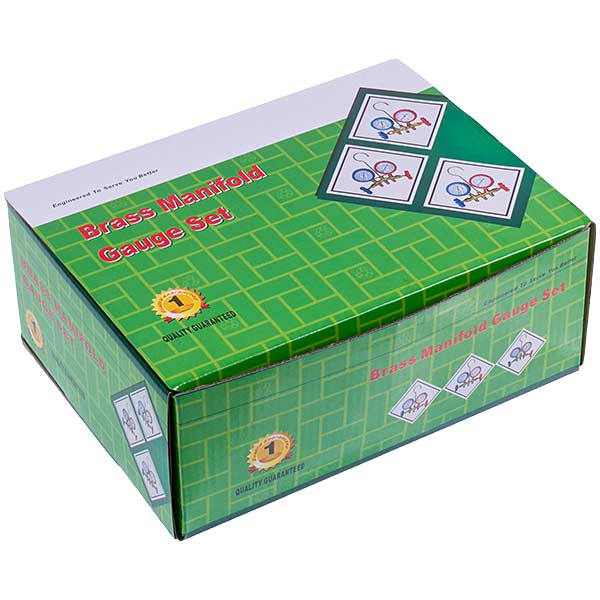 Manometric manifold 2-valves XM-R572G R-410 (R-22 R-134 R-404) + hoses 3 pcs.x1800mm