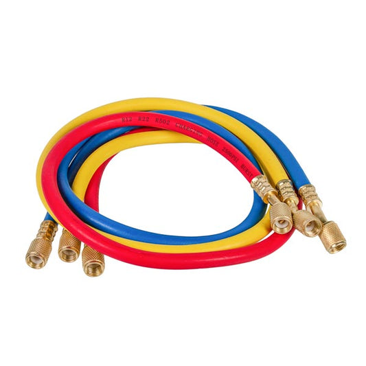 Set of filling hoses A336 (3 pcs x900mm 1/4''-1/4'' SAE) for freon R-12 R-22 R-502